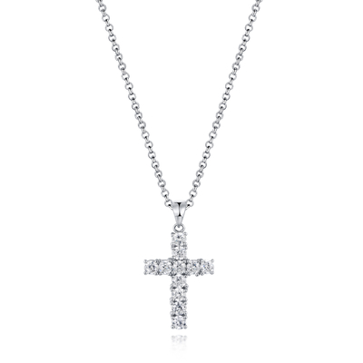 3.25mmの立方ジルコン銀製CZの十字の吊り下げ式2.02g神聖なネックレスの注文の宝石類
