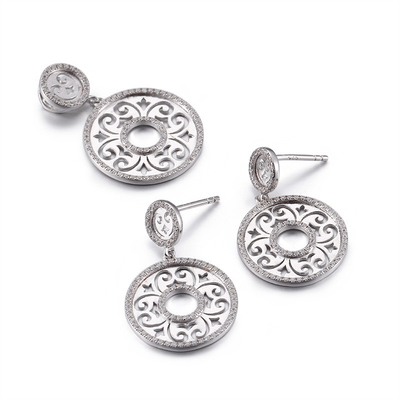 ロジウムSilver Necklace And Earring Set For Wedding 5.5g