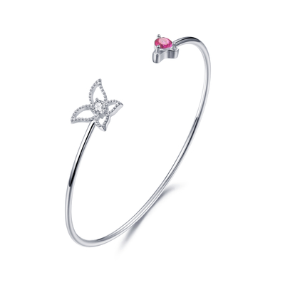 3.75mm Sterling Silver Butterfly Bangle RedパンドラValentineのDay