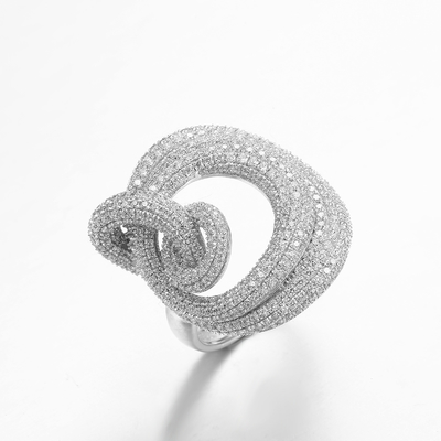 環Shape 7.59g 925 Silver CZ Rings Rhodium Plated Infinite Loop Ring