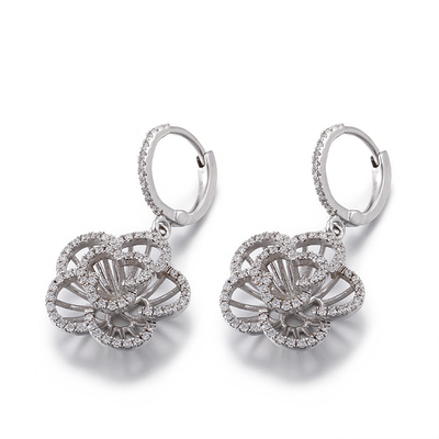 4.6g Lotus Flower Stud Earrings Cubic Zirconiaのキューバ人Link Chain Earrings