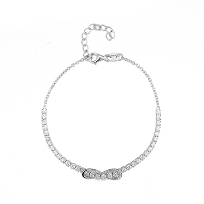 BowknotのMosaic 925 Silver CZ Bracelet 9.58g Cartier Juste国連Clou Diamond Bracelet