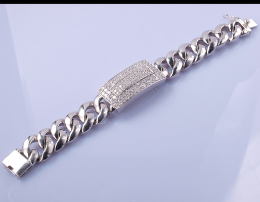 Silver 96.25グラム925のCZ Bracelet 19cm Matching Magnetic Bracelets For Couples