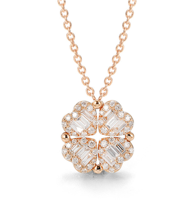 4クローバー18K Gold Diamond Necklace 14.5mm 1.08 CT Women