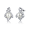 真珠シリーズ925の銀CZの真珠のイヤリングの6月Birthdaystoneの小さいたがのイヤリング