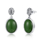 習慣型925の純銀製のイヤリングの楕円形の緑の宝石用原石のイヤリング