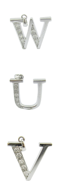 V文字 18K ゴールド ダイヤモンド アルファベット文字 ペンダント ネックレス 1.5mm ジルコニア (S925 カスタマイズされたロゴ)