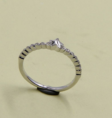 925 ステルリング シルバー CZ ピン / パブセット ユニセックス 丸石リング 2-3mm バンド ステルリング シルバー ハートリング