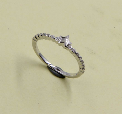 925 ステルリング シルバー CZ ピン / パブセット ユニセックス 丸石リング 2-3mm バンド ステルリング シルバー ハートリング