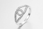 2.80g Curved CZ Wedding Band 2.5mm Silver Rings With Stones For Ladies