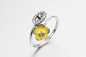 2.78g 925 Silver CZ Rings ODM Sterling Silver Moon And Star Ring