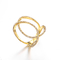 円Intersect 925 18K Yellow Plating CZ Rings Yellow Gold Engagement Rings