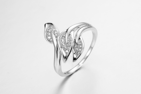 3 Leaves Butterfly 925 Silver CZ Rings 3.54g Sterling Silver Cubic Zirconia Ring Set
