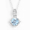 2.75g 925 Silver Gemstone Pendant 10mmスイスのBlue Topaz Birthstone Necklace