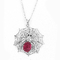 純銀製の蜘蛛の巣の吊り下げ式の赤いルビー色のSwarovskiの宝石用原石のネックレス