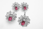 ルビー925 Sterling Silver Stud Earrings With Swarovski Crystals 4.85g Spider Web