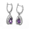 紫色925 Sterling Silver Gemstone Earrings 2.6g Amethyst Drop Earrings