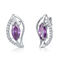AAA+ 925の純銀製の宝石用原石のイヤリングの女性のために形づく紫色のダイヤモンドの葉