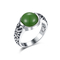 切り分けられた925銀製の宝石用原石リング10x10mm円形の定形深緑色のヒスイ リング