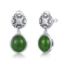1.54g 925純銀製の宝石用原石のイヤリング9x10mmの楕円形の緑のヒスイ