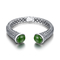 カボション風に925純銀製の宝石の腕輪12x14mmの楕円形の緑のヒスイの石