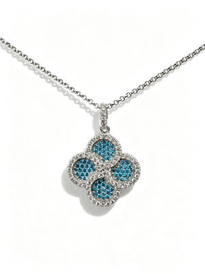 925 シルバーCZペンダント アクアマリン 白 AAA CZストーン ラッキー 花形ペンダント 宝石 ロジウム 金属 金属 金属 金属 金属 金属 金属