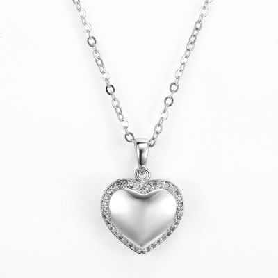 3.15g 925 Silver CZ Pendant Rhodium Valentines Day Heart Pendant