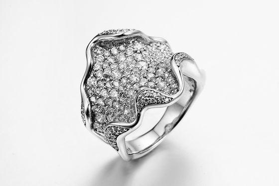 網状のFemale Cubic Zirconia Wedding Bands 9.84g Sterling Silver Cz Anniversary Bands