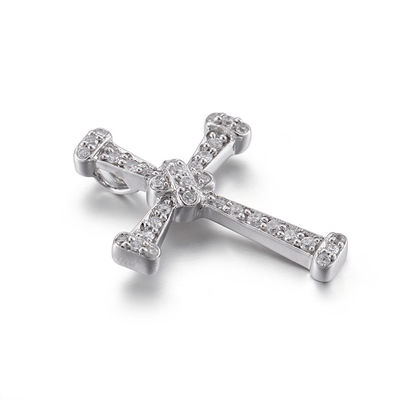 抗アレルギーのWhite Cross Pendant For Women Silver Plated 1.5mm
