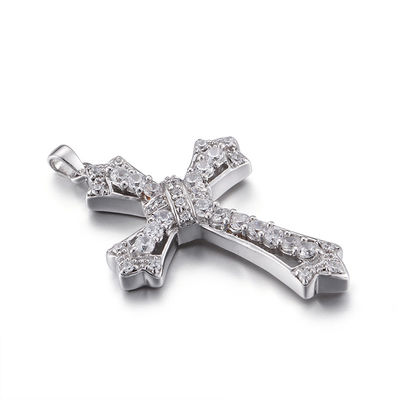 重複III 925 Silver CZ Pendant 4.53g Sterling Silver Cubic Zirconia Cross Pendant